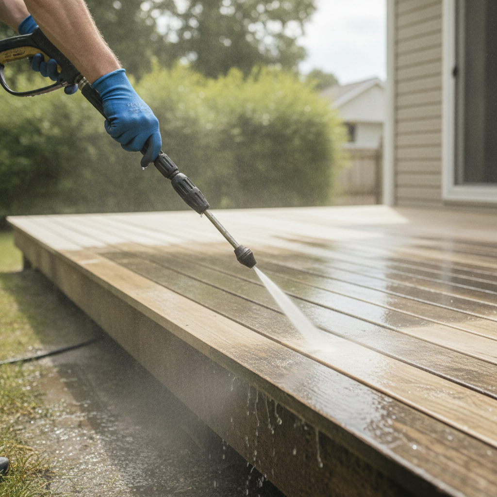 Deck Washing pressure washing no peoples faces just hand