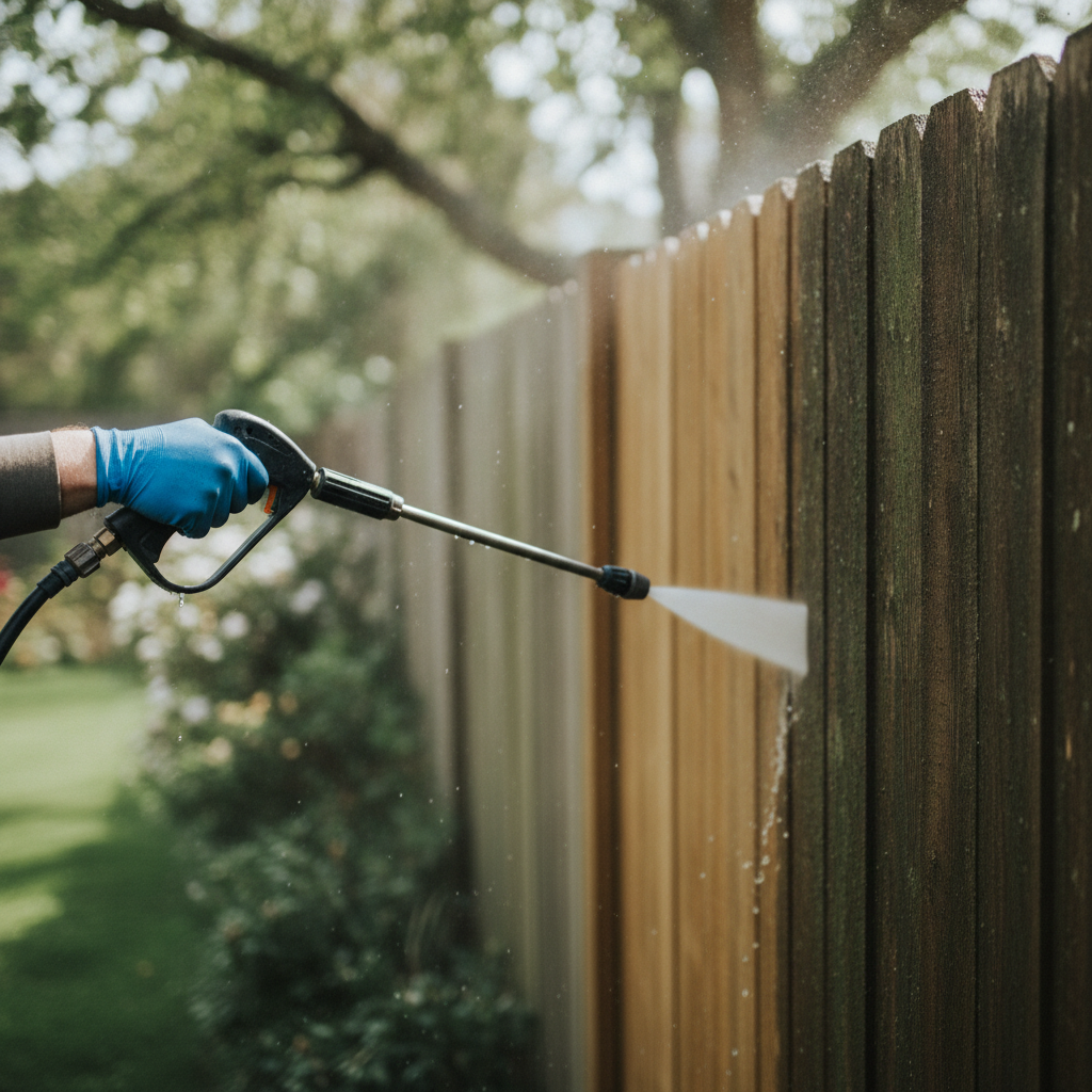 Fence Cleaning pressure washing no peoples faces just hand